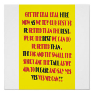 The real deal is here poster print type word art