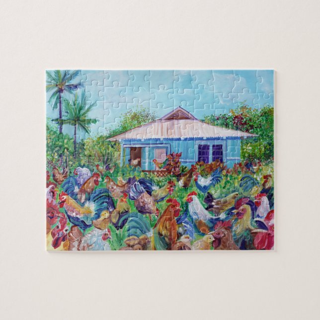 The Real Kauai with Roosters and Chickens Jigsaw Puzzle (Horizontal)