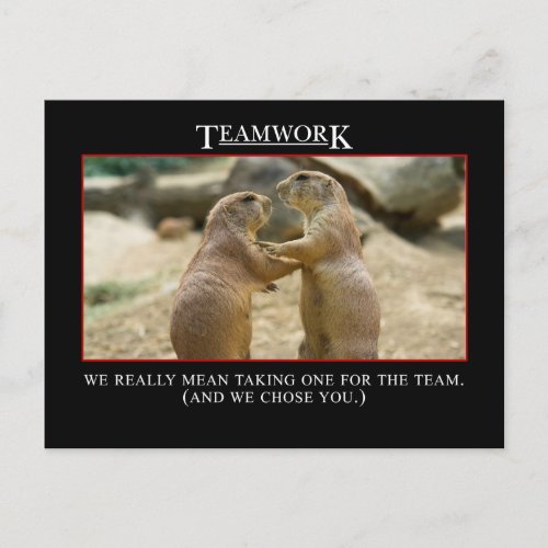 The real meaning of teamwork postcard