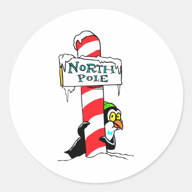 The Real North Pole Classic Round Sticker (Front)