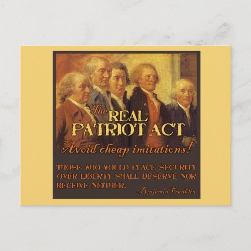 The Real Patriot Act The Founding Fathers Postcard