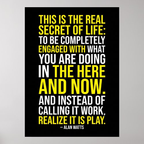 The Real Secret Of Life _ Work vs Play Poster