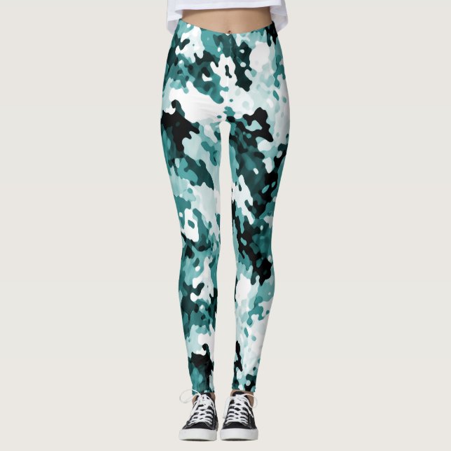"The Real Teal" Camo Pattern Leggings (Front)