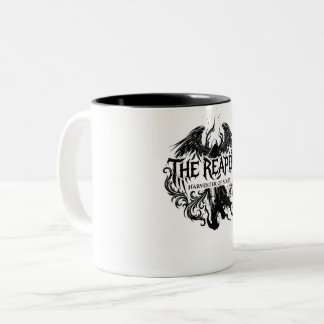 The Reaper Gothic Typography & Dark Angel Art Two-Tone Coffee Mug