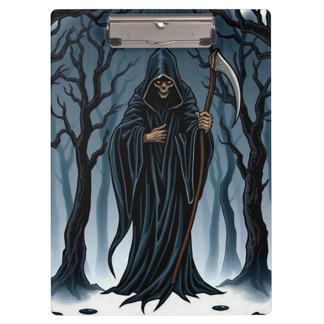 "The Reaper's Path – No Escape from Fate" 💀🌲 Clipboard (Front)