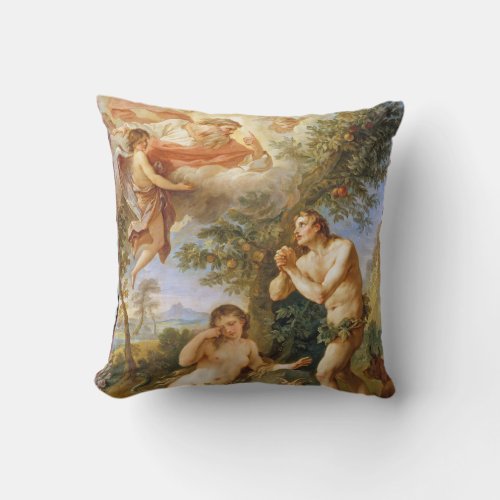 The Rebuke of Adam and Eve Biblical Religious Art Throw Pillow