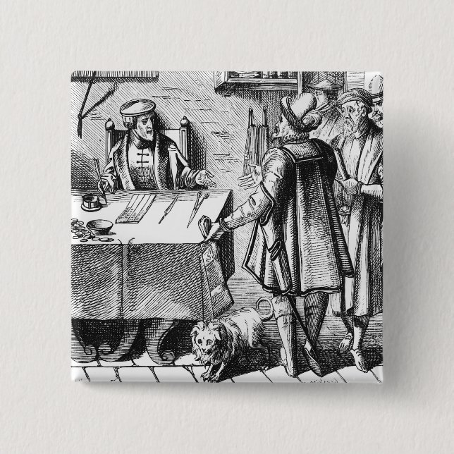The Receiver of Taxes, after a woodcut in 'Praxis Button (Front)