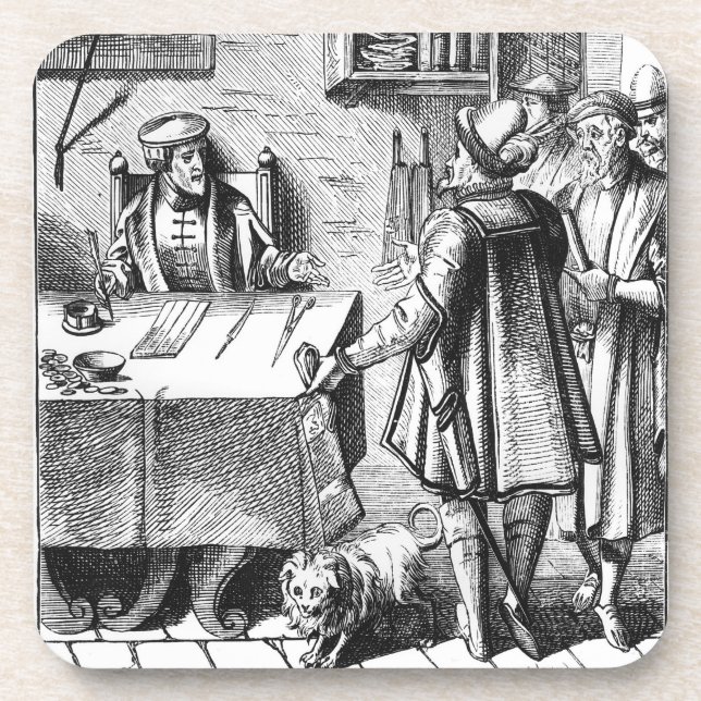 The Receiver of Taxes, after a woodcut in 'Praxis Drink Coaster (Front)