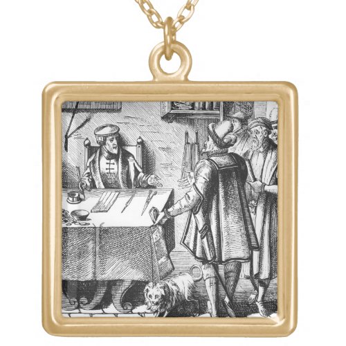 The Receiver of Taxes after a woodcut in Praxis Gold Plated Necklace
