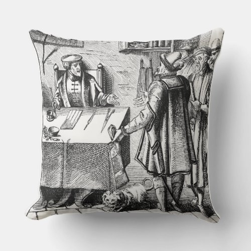 The Receiver of Taxes after a woodcut in Praxis Throw Pillow
