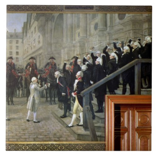 The Reception of Louis XVI at the Hotel de Ville b Tile