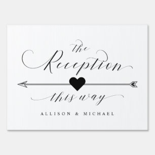 The Reception This Way Calligraphy Arrow Left Sign