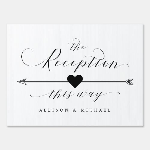The Reception This Way Calligraphy Arrow Left Sign