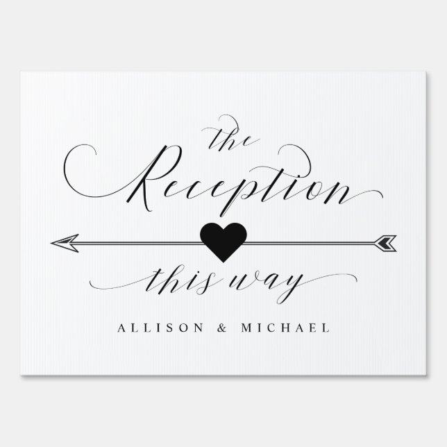 The Reception This Way Calligraphy Arrow Left Sign (Front)