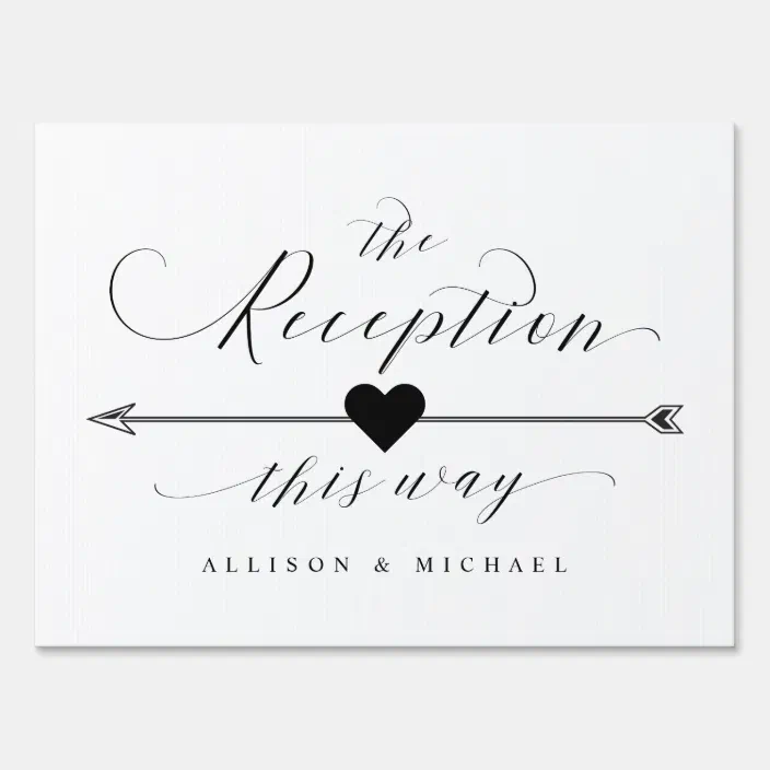 Black /& White Lights Chalkboard Effect This Way Arrow Left Wedding Sign Print