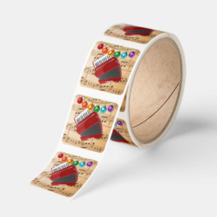 The Red Accordion, Christmas Design, Square Sticker