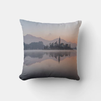 The Red And Brown House And The Water Throw Pillow