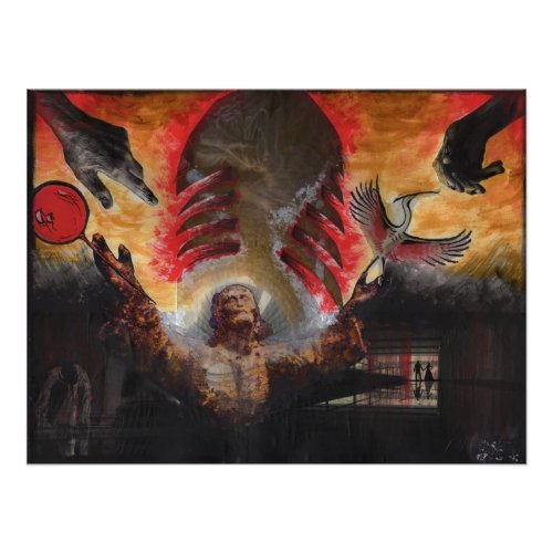 The Red Balloon Surreal Jesus Mixed Media Art Photo Print