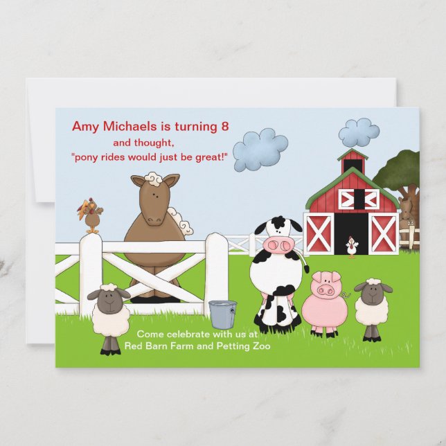The Red Barn Birthday Party Invitation (Front)