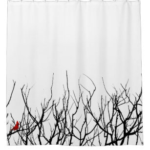 The Red Bird by Leslie Peppers Shower Curtain