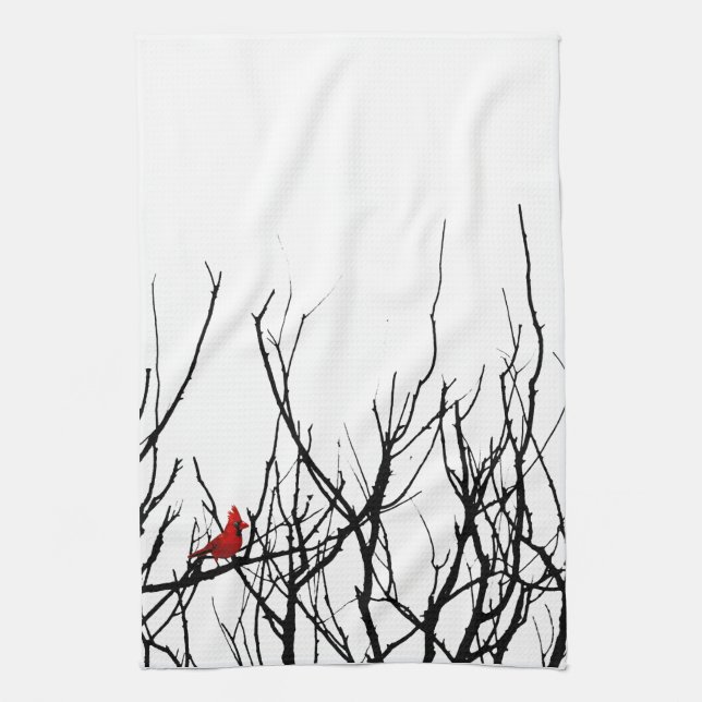 The Red Bird by Leslie Peppers Towel (Vertical)