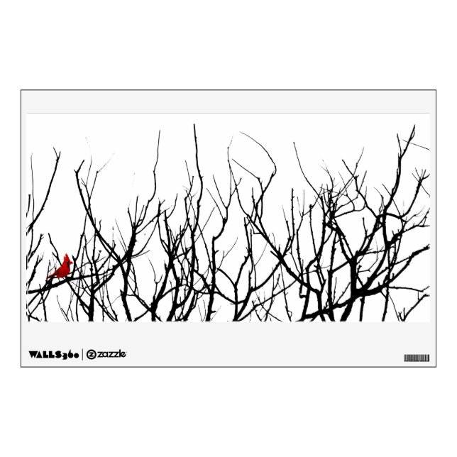 The Red Bird by Leslie Peppers Wall Sticker (Front)
