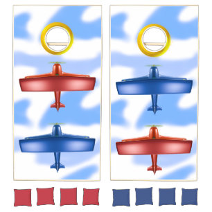 The Red Blue Flying Cornhole Set