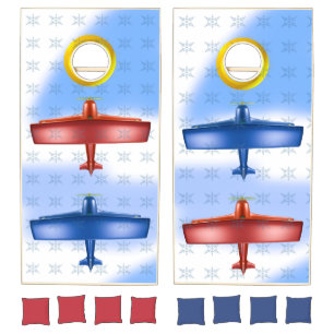 The Red Blue Flying Snowy Edition Cornhole Set
