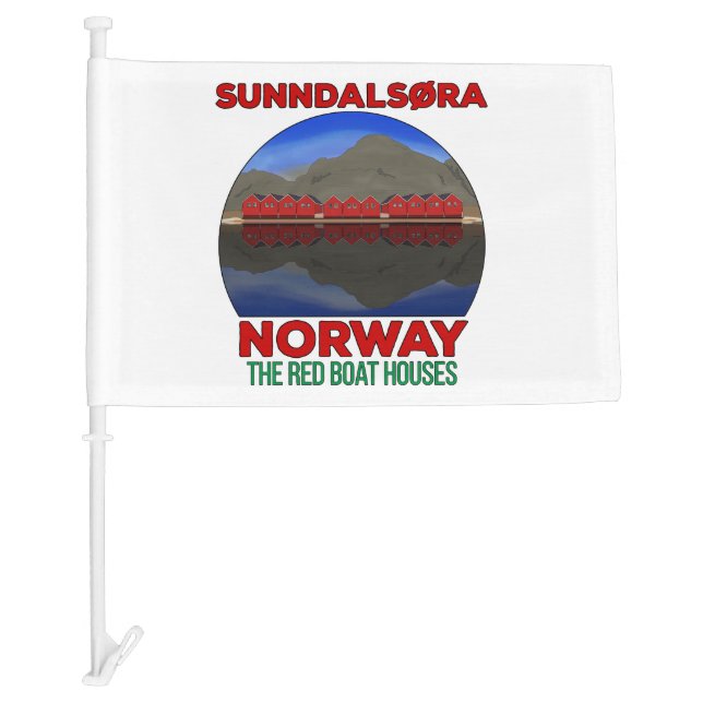 The Red Boat Houses Sunndalsøra Norway Car Flag (Front)