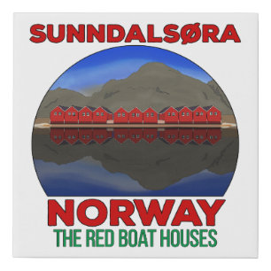The Red Boat Houses Sunndalsøra Norway Faux Canvas Print