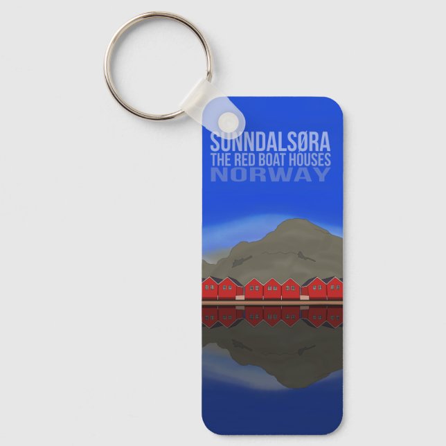 The Red Boat Houses Sunndalsøra Norway Keychain (Front)