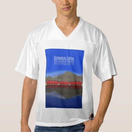 The Red Boat Houses Sunndalsra Norway Mens Football Jersey