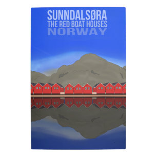 The Red Boat Houses Sunndalsøra Norway Metal Print