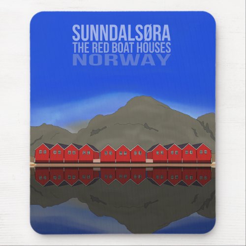 The Red Boat Houses Sunndalsra Norway Mouse Pad