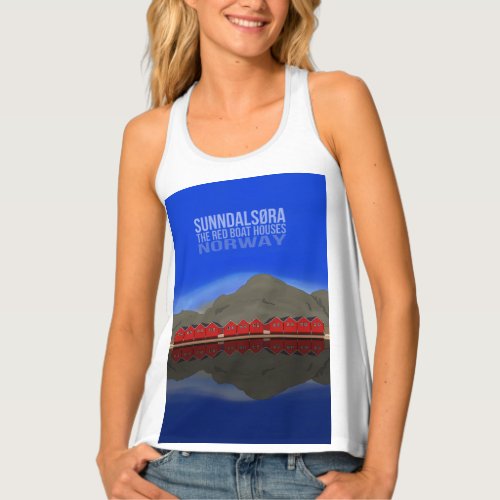 The Red Boat Houses Sunndalsra Norway Tank Top