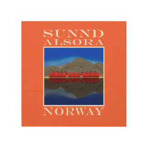 The Red Boat Houses Sunndalsøra Norway Wood Wall Art