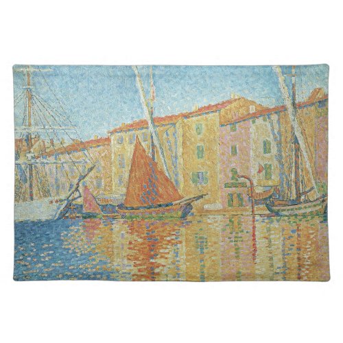 The Red Buoy by Paul Signac Vintage Pointillism Cloth Placemat