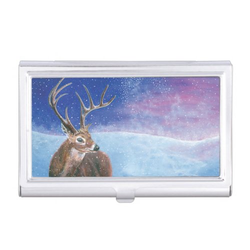 The red Deer Cervus elaphus and Winter Landscape   Business Card Case