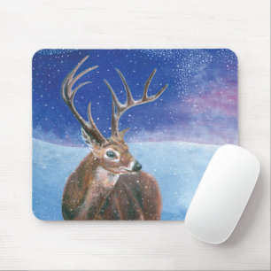 The red Deer Cervus elaphus and Winter Landscape   Mouse Pad