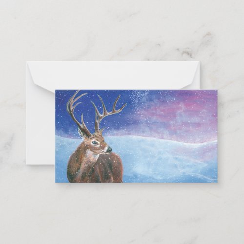 The red Deer Cervus elaphus in Winter Landscape   Note Card