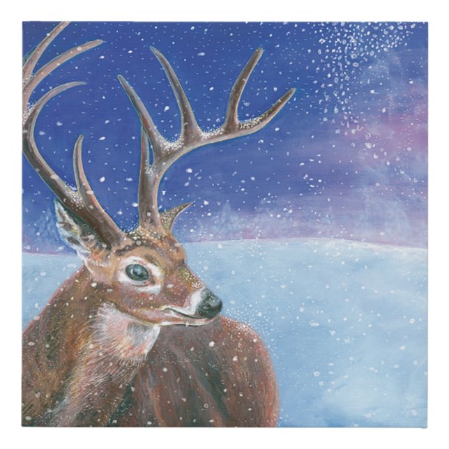 The Red Deer (Cervus elaphus) Painting Faux Canvas Print (Front)