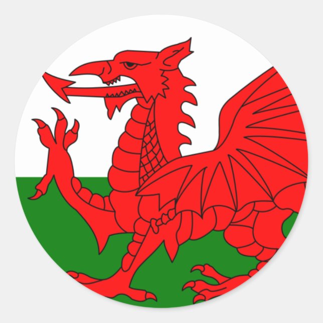 The Red Dragon [Flag of Wales] Classic Round Sticker (Front)