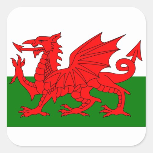 The Red Dragon Flag of Wales Square Sticker