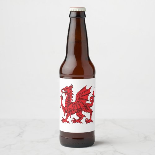The Red Dragon or Y Ddraig Goch Isolated Beer Bottle Label
