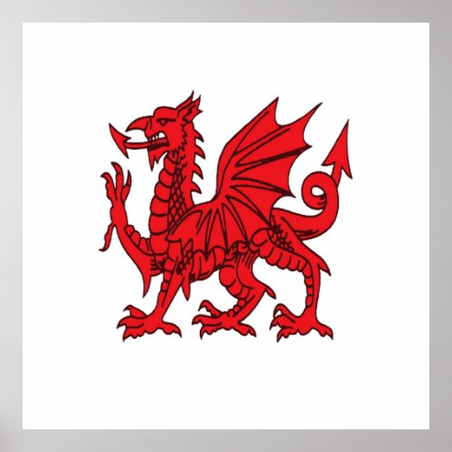 The Red Dragon or Y Ddraig Goch Isolated Poster