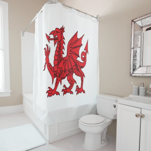 The Red Dragon or Y Ddraig Goch Isolated Shower Curtain