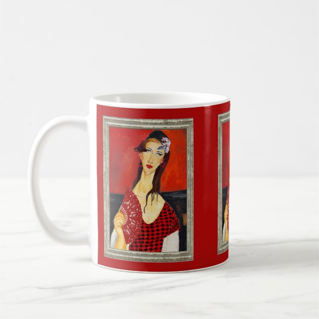 The Red Fan (based on Modigliani's painting) Coffee Mug (Left)
