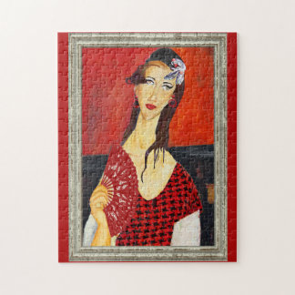 The Red Fan (based on Modigliani's painting) Jigsaw Puzzle