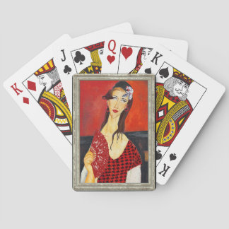 The Red Fan (based on Modigliani's painting) Poker Cards