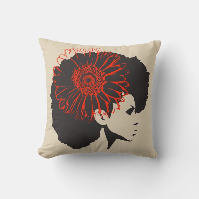 The Red Flower Throw Pillow (Front)